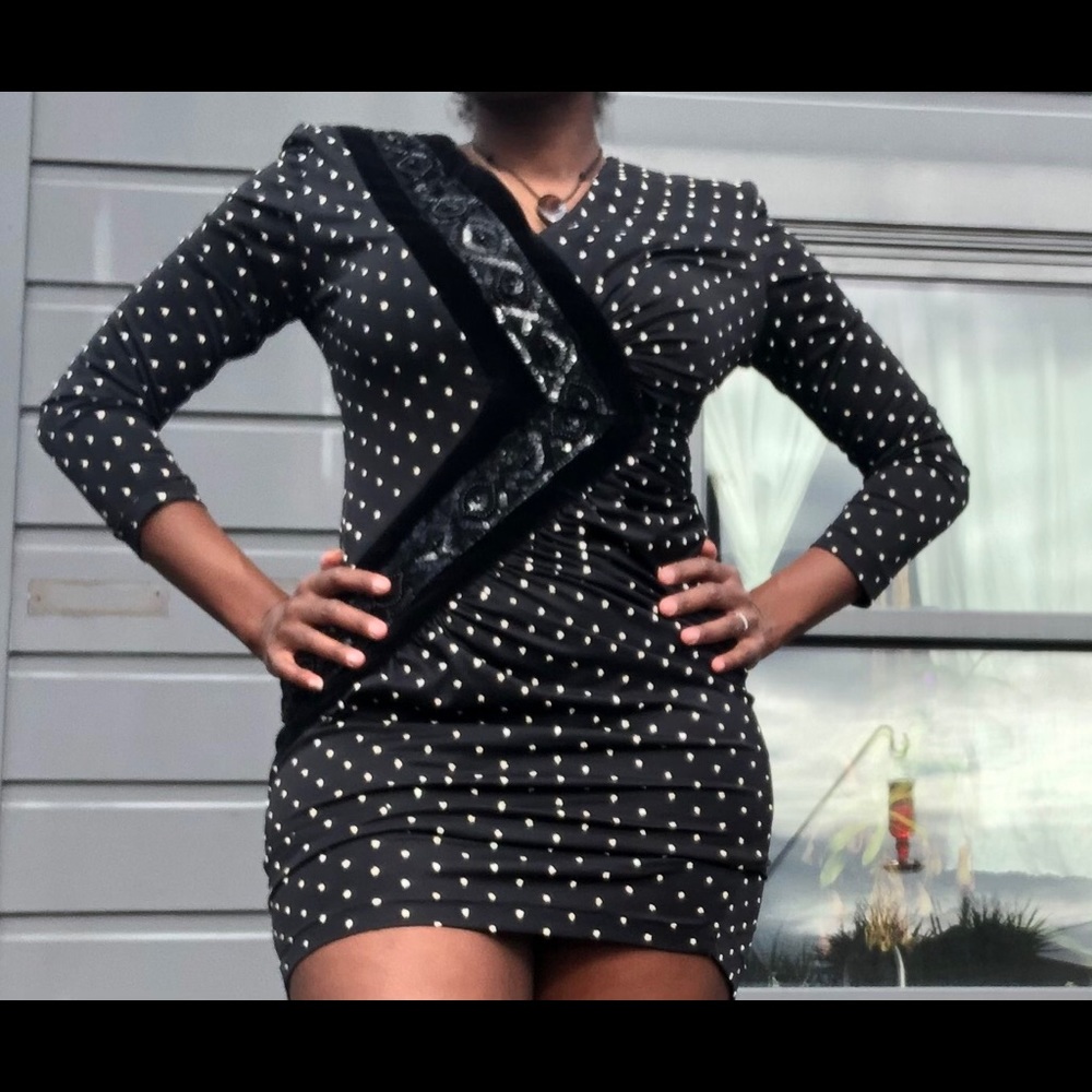 vintage sexy black 80’s sequined cocktail dress